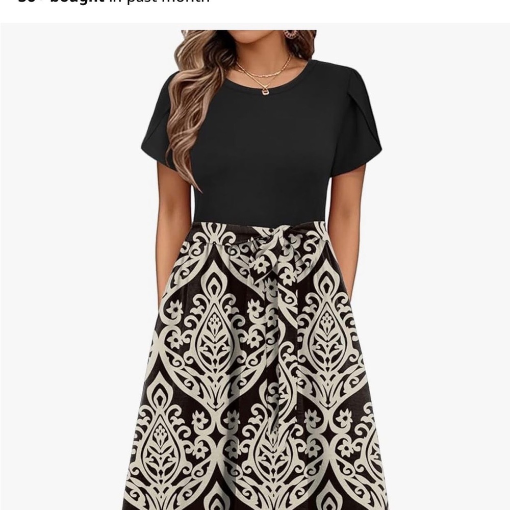 Elegant Black and White Midi Dress